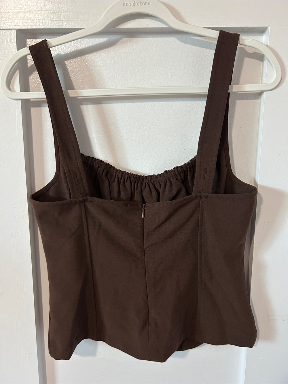 ASTR The Label Brown Ruched Square Neck Tank Top Bow Tie Small - Picture 2 of 7